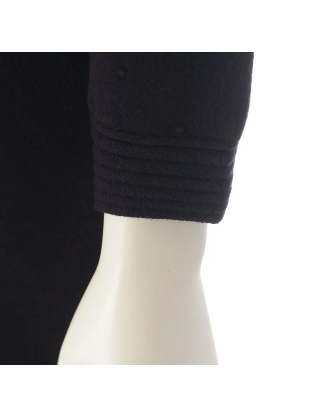 Chanel Viscose Cashmere Armor Design Crew Neck Knit Dress Black 34